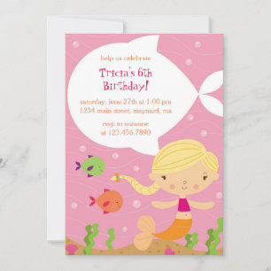 Süße Mermaid zum Geburtstag Einladung