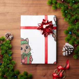 Süße Miezekatze Weihnachten Katze Eiskaffee Muster Geschenkpapier