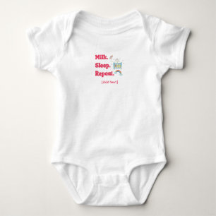 Süße "Milch. Schlaf. Wiederholen." Babybett & Rege Baby Strampler