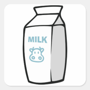 Süße Milchkuh Cartoon-Milchkarton-Illustration Quadratischer Aufkleber