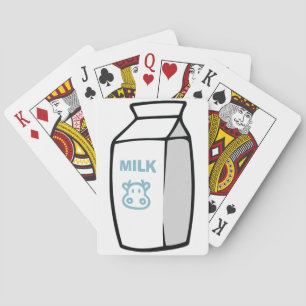 Süße Milchkuh Cartoon-Milchkarton-Illustration Spielkarten