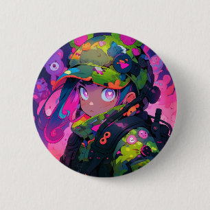Süße Militär-Jäger-Tarnung-Herzenaugen-Anime Button