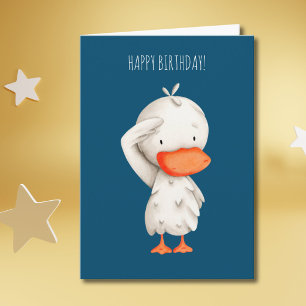 Süße militärische Ente salutiert zum Geburtstag Karte