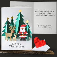 Süße minimale Origami-Weihnachtslandschaft mit San