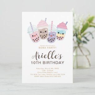 Süße minimalistische Boba-Blasenmilchtee-Einladung Einladung