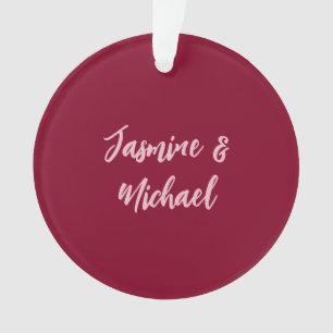 Süße minimalistische burgunderrote Kalligrafie Eig Ornament