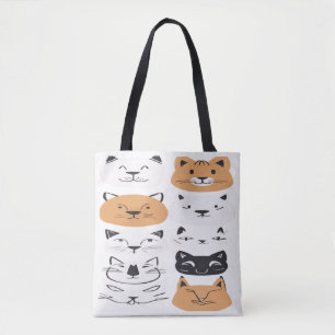 Süße minimalistische Katzen-Gesichter Muster Lusti Tasche