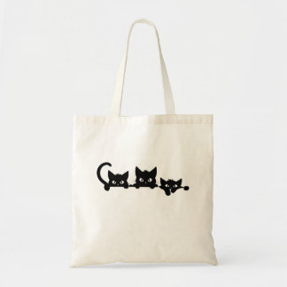 Süße minimalistische schwarze Katzen Line Art Canv Tragetasche