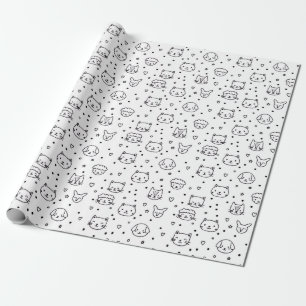 Süße minimalistische Tiergesichter Geschenkpapier