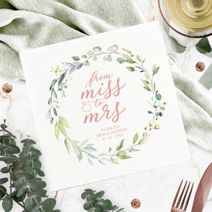 Süße Miss zu Mrs Greenery Eucalyptus Brautparty Serviette