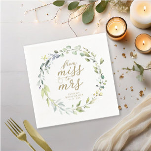 Süße Miss zu Mrs Grünzeug Eukalyptus Brautparty Serviette