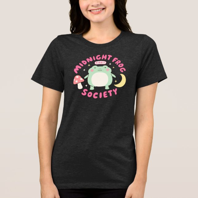 Süße Mitternachts-Frosch-Gesellschaft Kawaii Paste Tri-Blend Shirt (Vorderseite)
