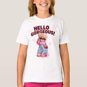 Süße Mode Teddy Bär Hallo Schön Kinder T-Shirt