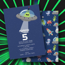 Süße moderne Alien-Monster-Space-Kinder-Geburtstag