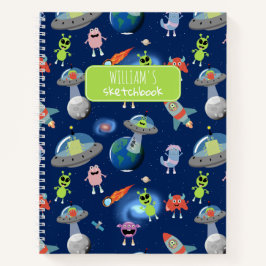 Süße moderne Alien-Monster Weltraum-Kinder-Muster Notizbuch