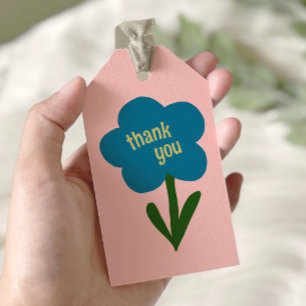 Süße moderne Blume Blau und Rosa Dankeschön Geschenkanhänger