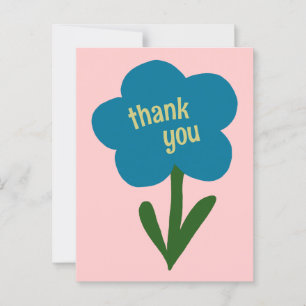 Süße moderne Blume Blau und Rosa Dankeschön Postkarte