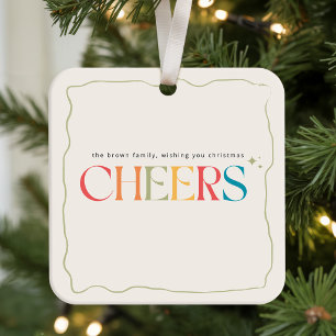 Süße moderne grüne Familienfoto-Weihnachten Keramikornament