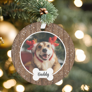 Süße moderne hölzerne Hundeknochen-Hunde-Weihnacht Ornament