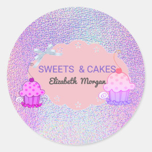 Süße moderne Mädchen-Holografie-Cupcake-Bäckerei Runder Aufkleber