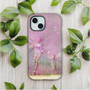 Süße moderne Mädchen-Pink-Schmetterlingsfeen iPhone 15 Hülle