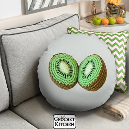 Süße moderne minimalgrüne Crochet Kiwi Frucht Rundes Kissen