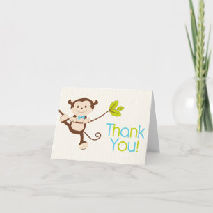 Süße moderne Monkey Geburtstagsfeier Dankeskarten Dankeskarte