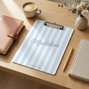 Süße moderne personalisierte Küstenblaue Streifen Klemmbrett