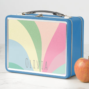 Süße moderne Regenbogen Retro Kinder Mädchen Schul Metall Brotdose