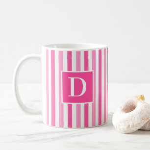 Süße moderne rosa-weiße gestreifte einzelne Anfang Kaffeetasse
