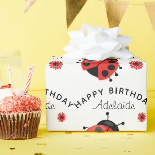 Süße moderne rote Marienkäfer personalisiertes Ges Geschenkpapier
