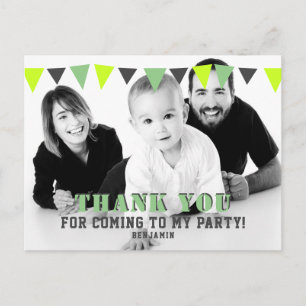 Süße moderne Wimpel Flaggen Foto Geburtstag Danke Postkarte
