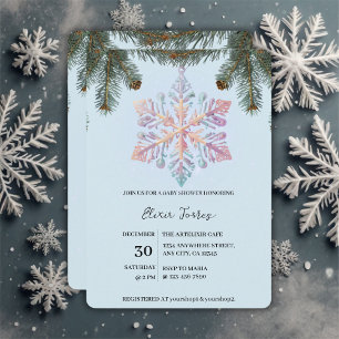 Süße moderne Winter-Schneeflocken Baby Shower Einladung