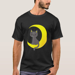 Süße Mondkatze Mondlicht Halbmond Niedliche Katze T-Shirt