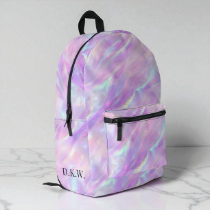 Süße Monogramm Lila Irisierende Marmor Mädchen Bedruckter Rucksack