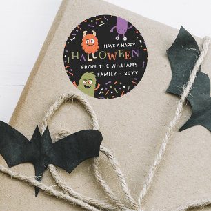 Süße Monster Frohes Halloween Runder Aufkleber