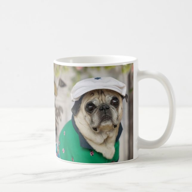 Süße Mops-Golf-Tasse Kaffeetasse (Rechts)