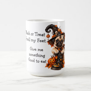 Süße Mops-Hexe Halloween-Süßigkeiten oder Saures Kaffeetasse