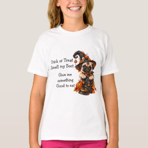 Süße Mops-Hexe Halloween-Süßigkeiten oder Saures T-Shirt