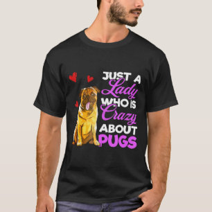 Süße Mops-Hundliebhaber-Kunst Nur Eine Dame, Die V T-Shirt