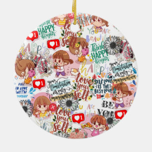 Süße Motivations-Positive Zitat Kawaii  Keramik Ornament