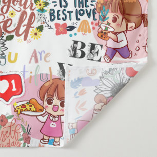 Süße Motivations-Positive Zitat Kawaii Wandteppich