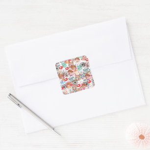 Süße Motivations-Positive Zitate Kawaii  Quadratischer Aufkleber