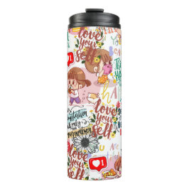 Süße Motivations-Positive Zitate Kawaii Thermosbecher