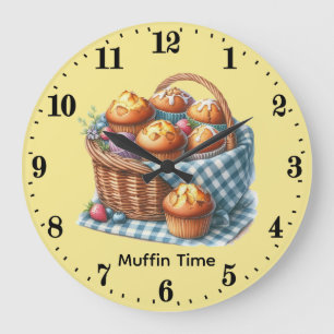 Süße Muffin-Bäcker-Wortkunst anpassbar Große Wanduhr