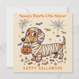 Süße Mumien-Dachshund-Halloween Karte