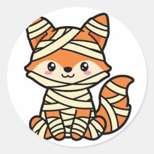 Süße Mumien-Fuchs-Halloween Runder Aufkleber