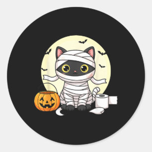 Süße Mumienkatze Halloween Schwarze Katze Streich  Runder Aufkleber