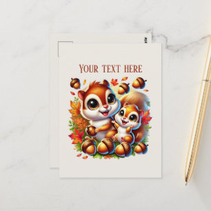 Süße Mummy Baby Eichhörnchen Text hinzufügen  Postkarte