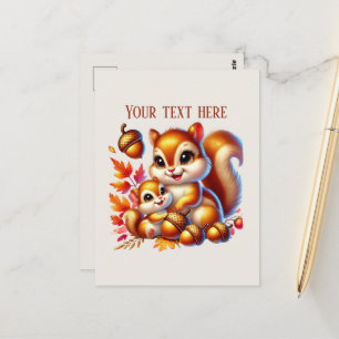 Süße Mummy-Baby-Eichhörnchen Text hinzufügen  Postkarte